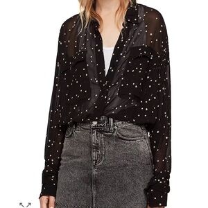 AllSaints Amari Star Embroidered Shirt Size Medium